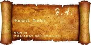 Herbst Andor névjegykártya
